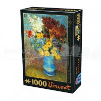 پازل 1000 تکه طرح گل های آفتاب گردان در گلدان آبی اثر ون گوگ کد محصول 66916VG02